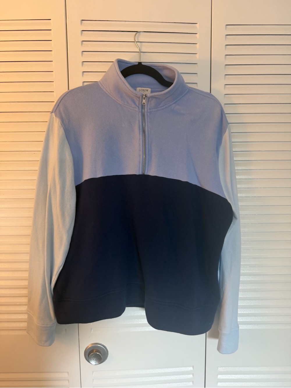 J. Crew Women's Colorblock Zip-Up Sweater - Light Blues & Navy